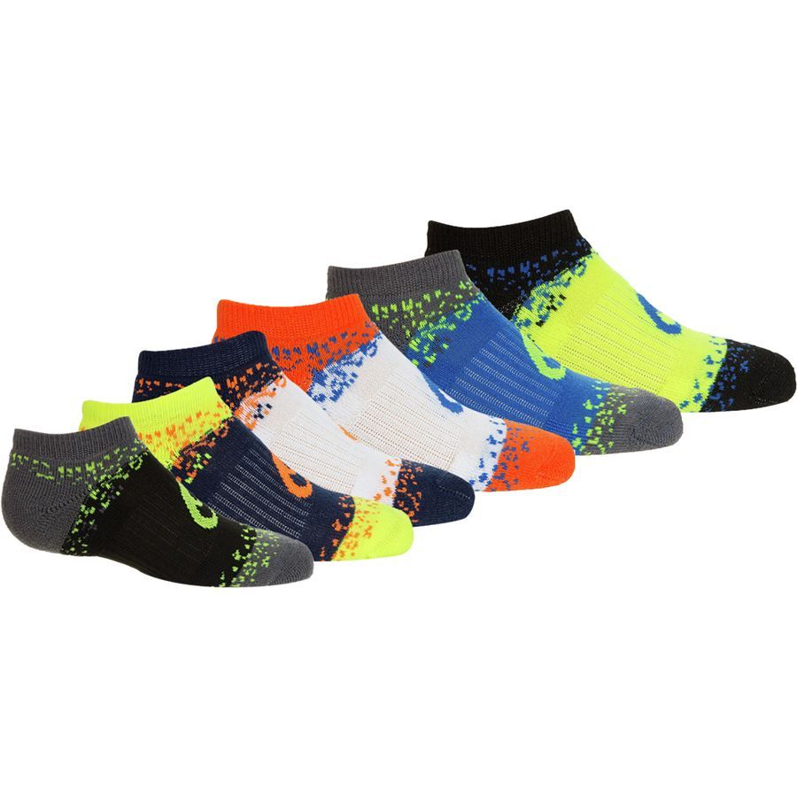 Asics Splatter No Show Socks - 6-Pair - Kids'&nbsp;Safety Yellow Assorted