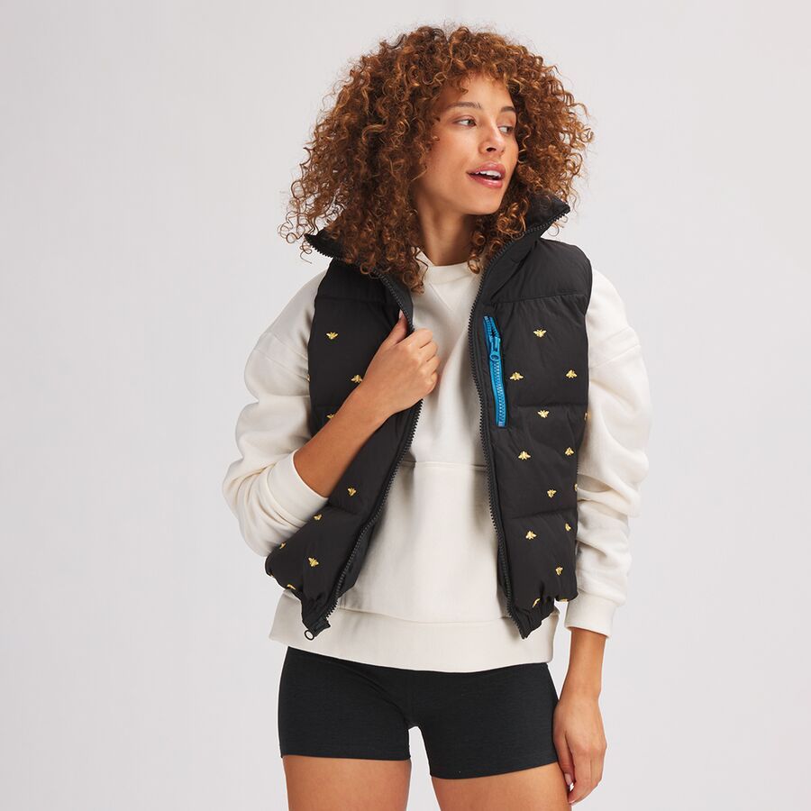 Puffer Down Vest + Embroidery - Women's