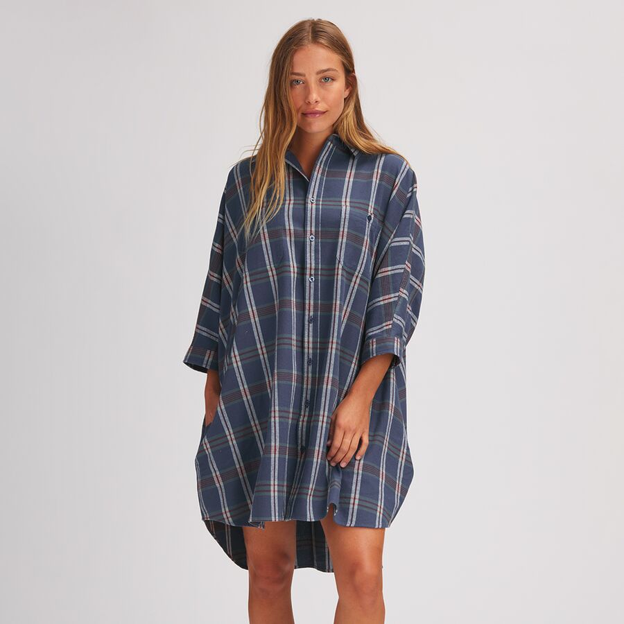 Plaid Flannel Shirt Dress - Women's