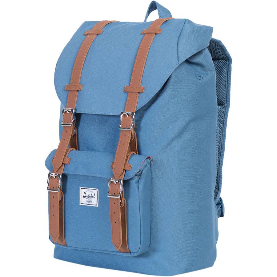 Herschel Supply Little America Mid Volume Laptop Backpack - 1037cu in&nbsp;Captain's Blue/Tan Synthetic Leather