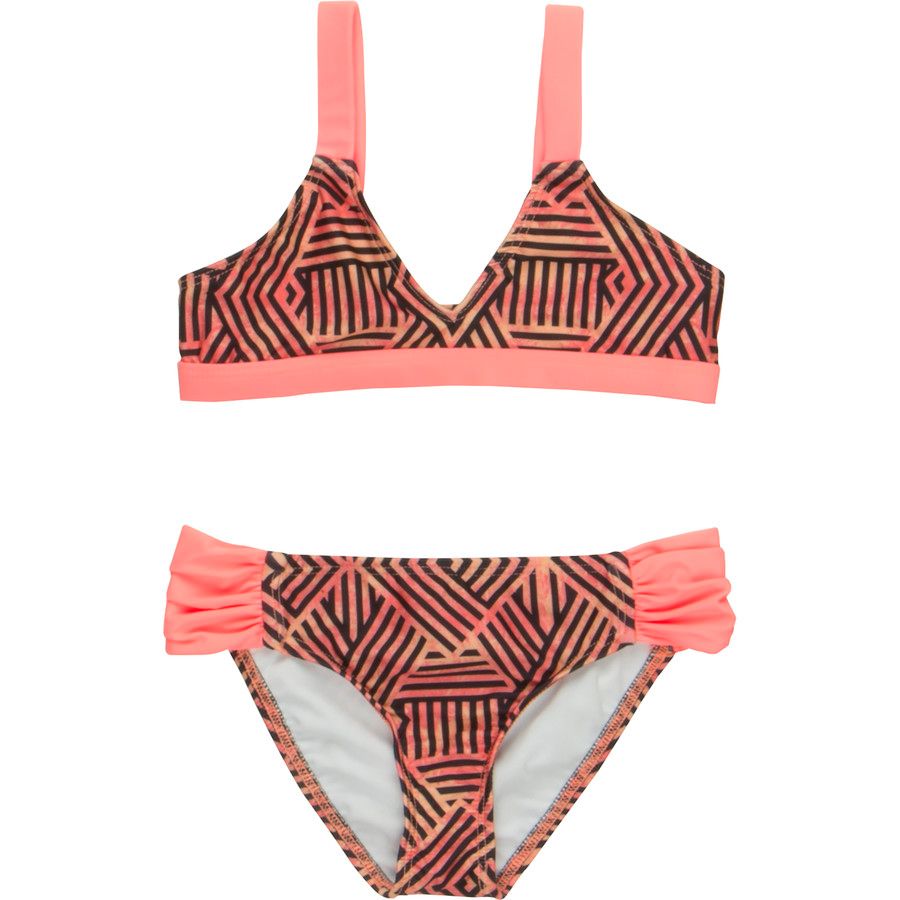 Hurley Basket Weave Triangle & Tab Side Swimsuit - Girls'&nbsp;Pink