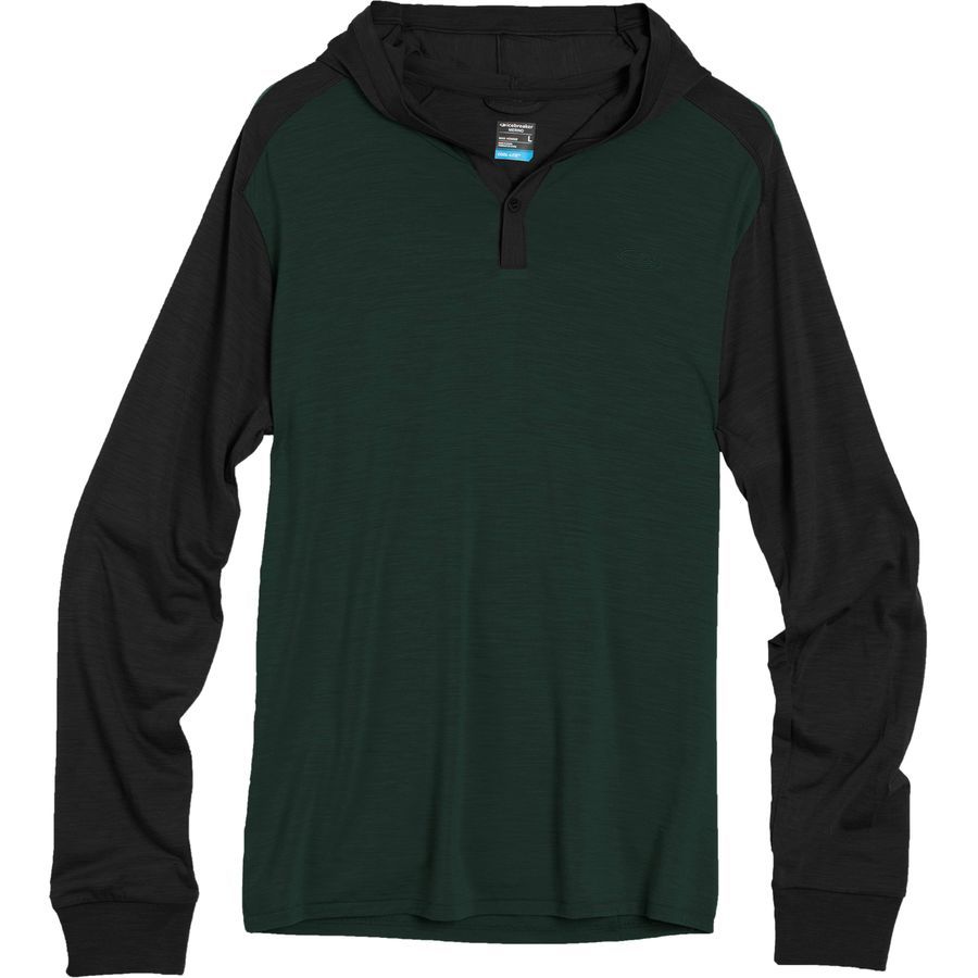 Icebreaker Sphere Pullover Hoodie - Men's&nbsp;Conifer Heather/Black Heather