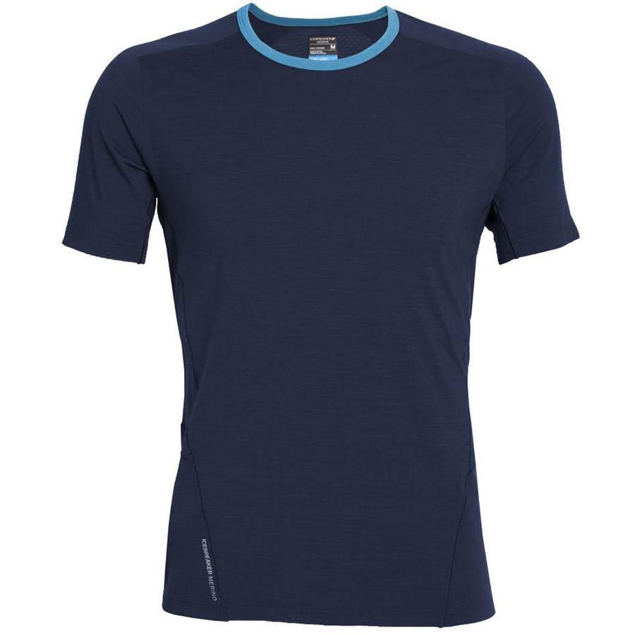 Icebreaker Strike Crew - Short-Sleeve - Men's&nbsp;Admiral Heather/Admiral Heather/Cyan