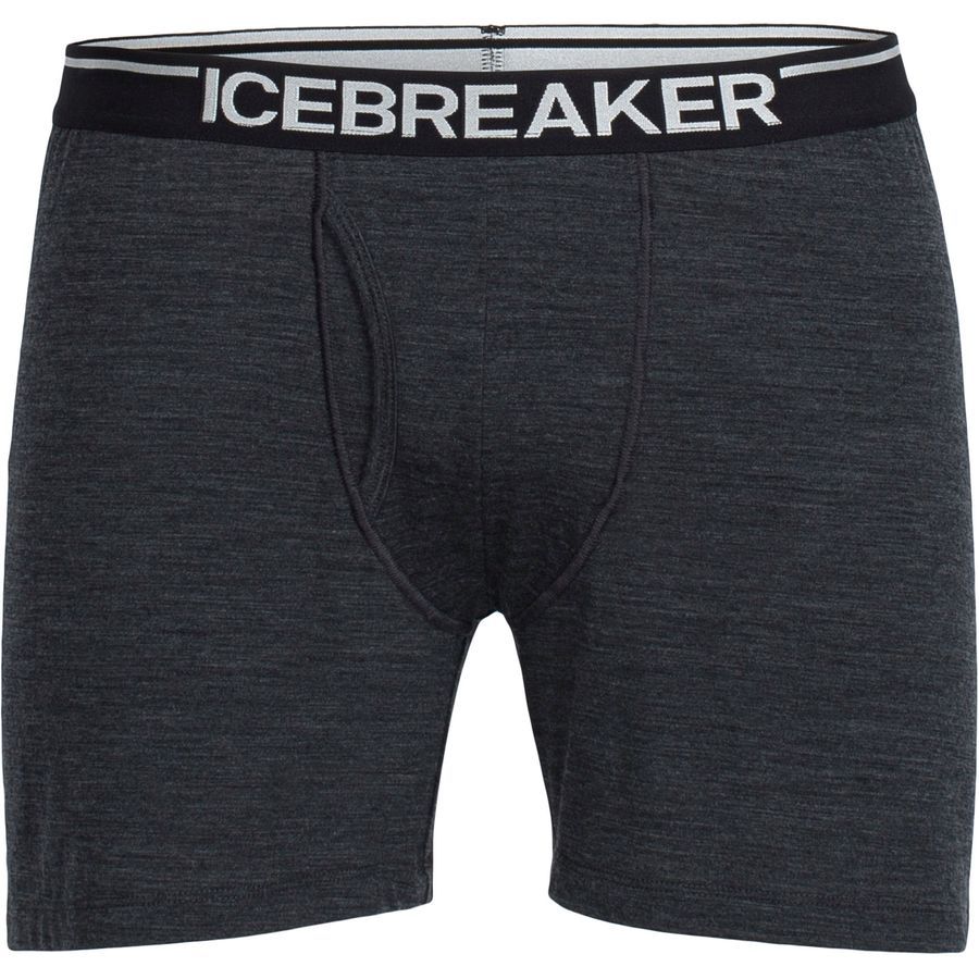 Icebreaker BodyFit 150-Ultralite Anatomica Relaxed Boxer With Fly - Men's&nbsp;Jet Heather/Black