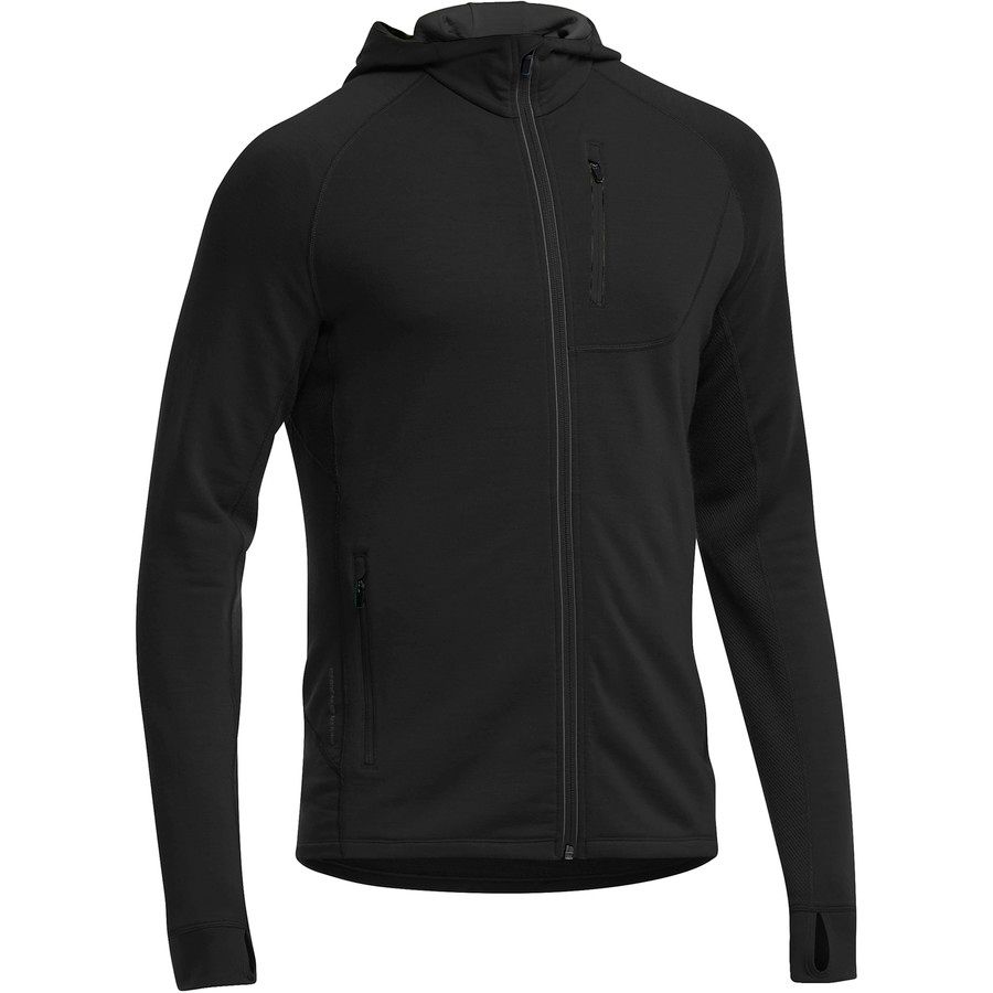 Icebreaker Quantum Hooded Full-Zip Shirt - Long-Sleeve - Men's&nbsp;Black/Black