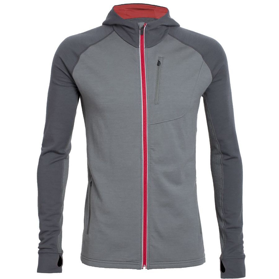 Icebreaker Quantum Hooded Full-Zip Shirt - Long-Sleeve - Men's&nbsp;Metal/Monsoon/Rocket