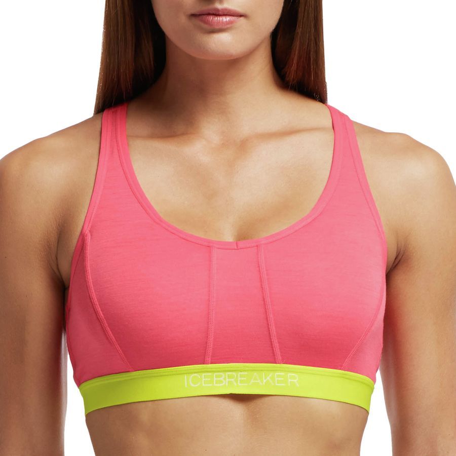 Icebreaker Sprite Racerback Bra - Women's&nbsp;Grapefruit/Chartreuse/Chartreuse