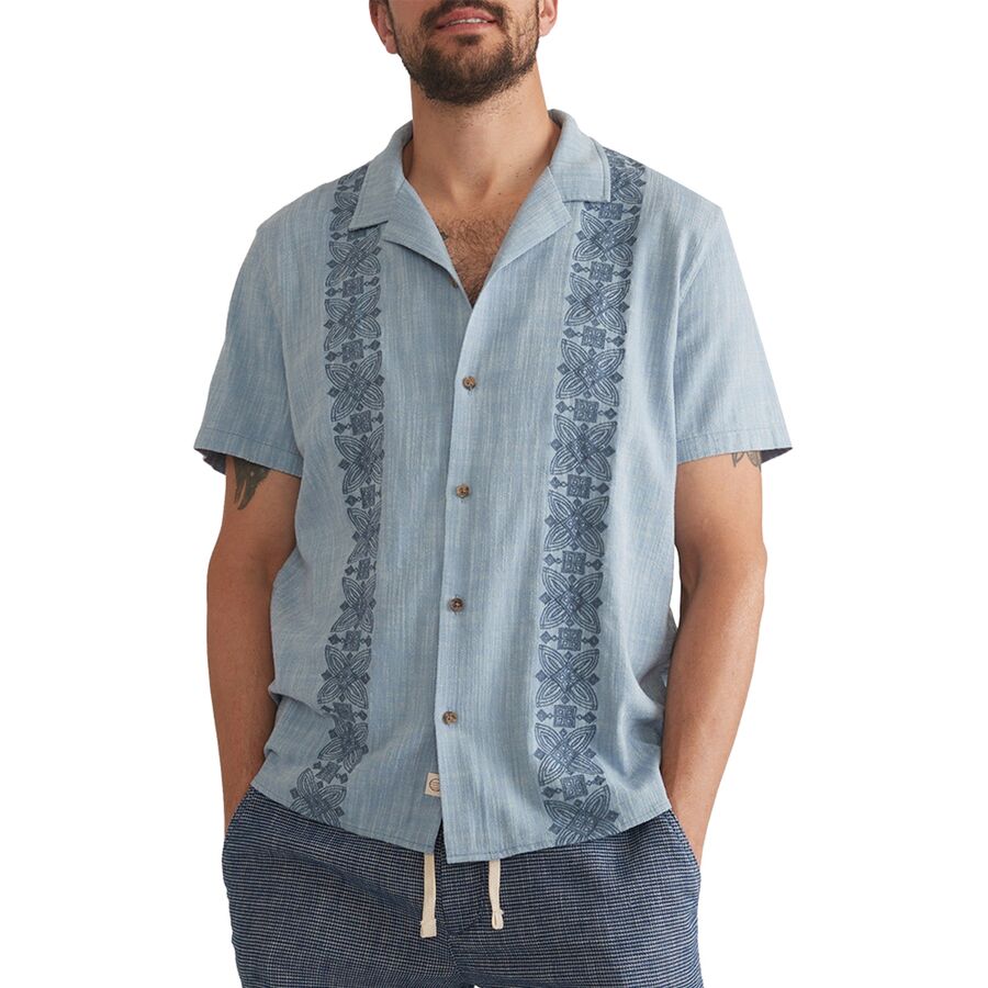 Embroidered Stretch Selvage Short-Sleeve Shirt  - Men's