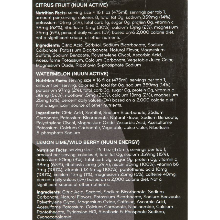 Nuun People For Bikes - 4-Pack&nbsp;Nutritional Information