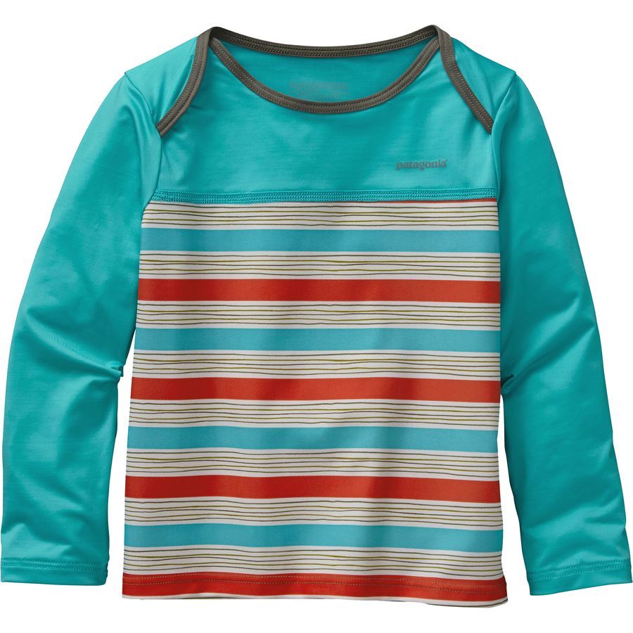 Patagonia Baby Little Sol Rashguard - Long-Sleeve - Toddler Boys'&nbsp;Baby Waterfront Stripe/Cusco Orange