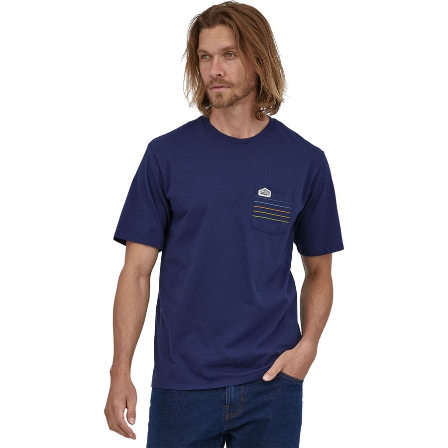 Line Logo Ridge Stripe Organic Pocket T-Shirt - Men's