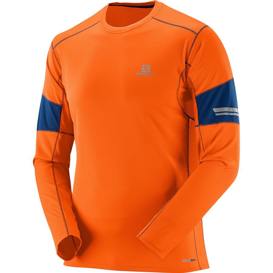 Salomon Agile T-Shirt - Long-Sleeve - Men's&nbsp;Clementine-X/Midnight Blue