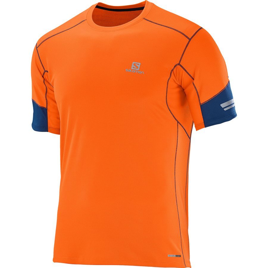 Salomon Agile T-Shirt - Short-Sleeve - Men's&nbsp;Clementine-X/Midnight Blue