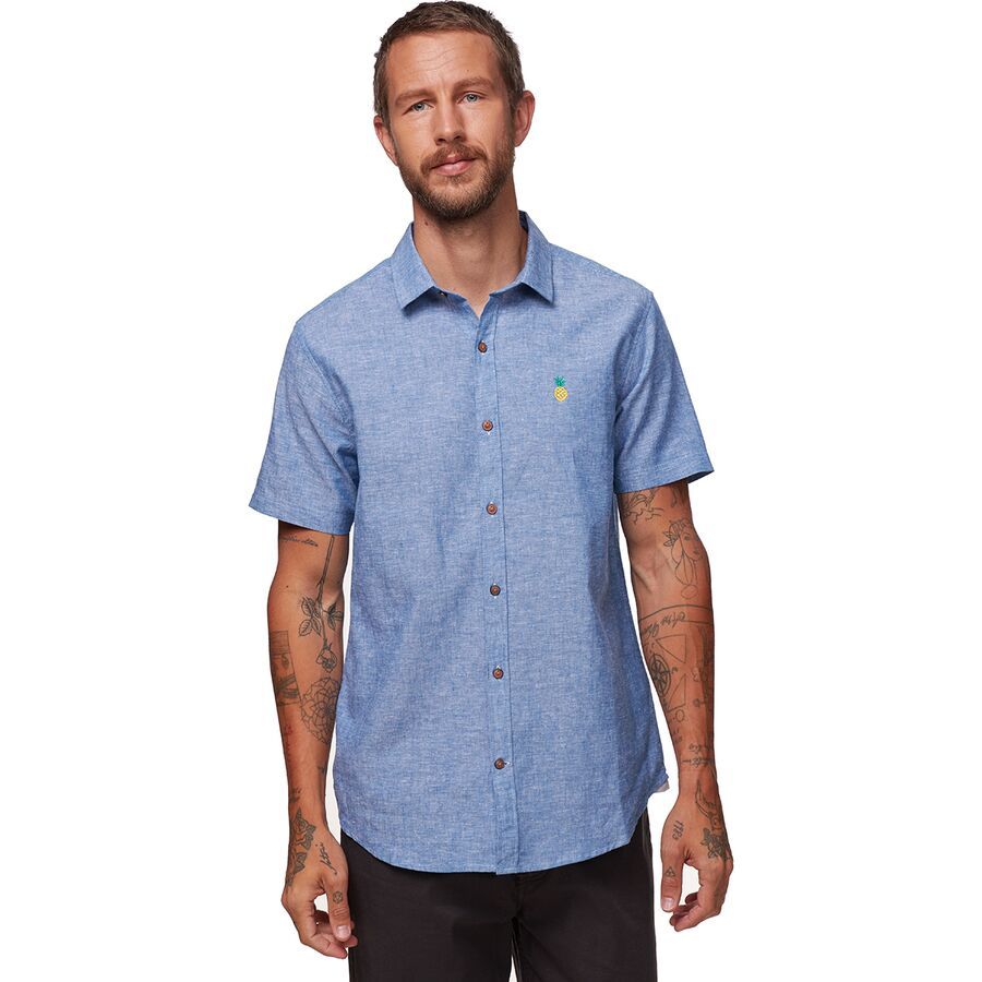 Crosshatch Linen Short-Sleeve Button-Down Shirt - Men's