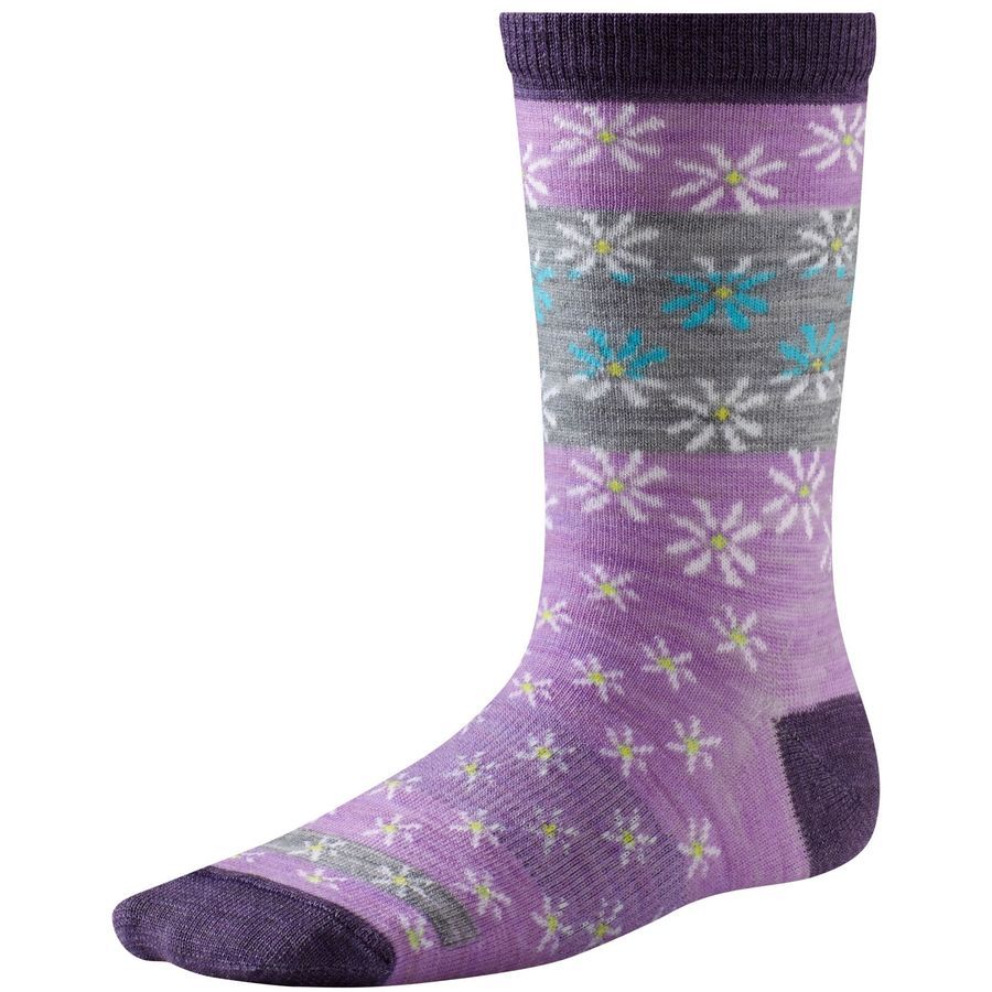 SmartWool Daisy Dot Casual Crew Socks - Girls'&nbsp;Lilac Heather