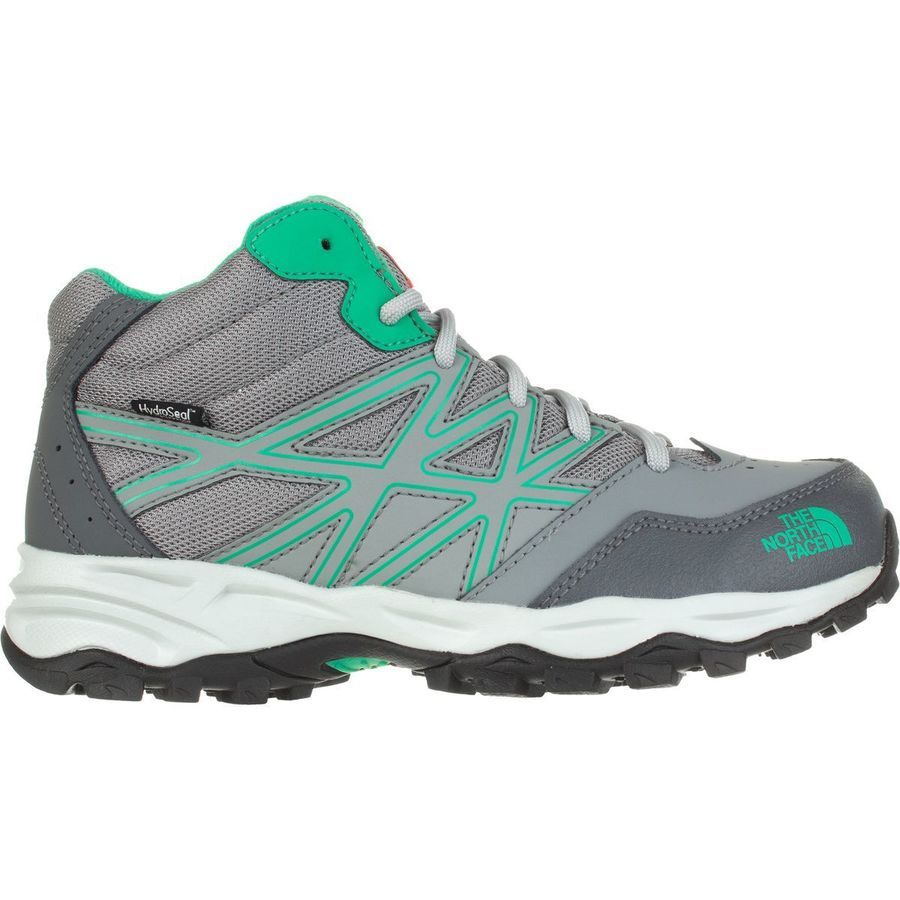 The North Face Hedgehog Mid Waterproof Hiking Shoe - Boys'&nbsp;Griffin Grey/Blarney Green