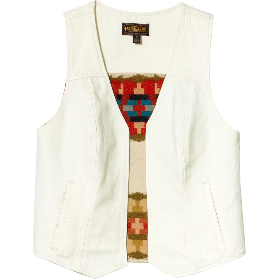 The Portland Collection Sheep Springs Denim Vest - Women's&nbsp;Talc/Banded God's Eye Flannel