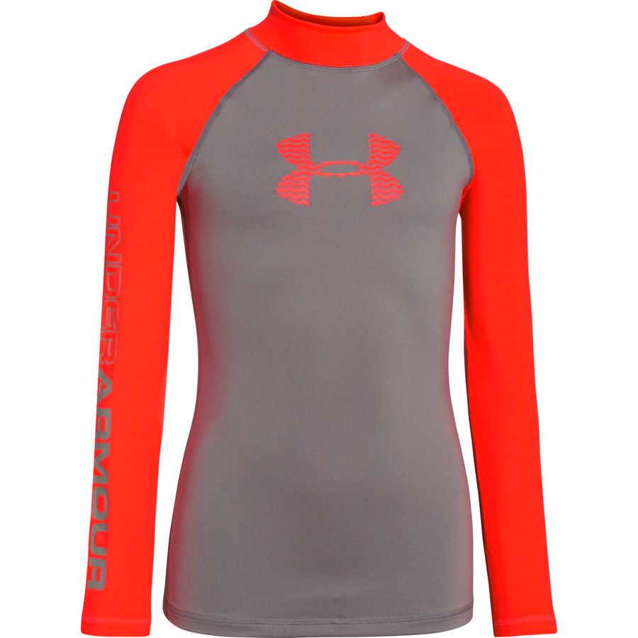 Under Armour Defender Rashguard - Long-Sleeve - Boys'&nbsp;Storm/Bolt Orange