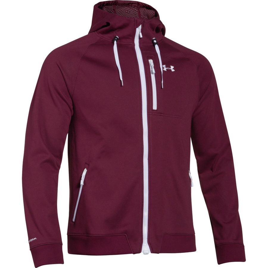 Under Armour Coldgear Infrared Dobson Hooded Softshell Jacket - Men's&nbsp;Deep Red/White
