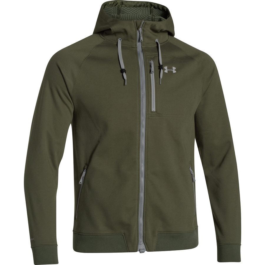 Under Armour Coldgear Infrared Dobson Hooded Softshell Jacket - Men's&nbsp;Greenhead/Black