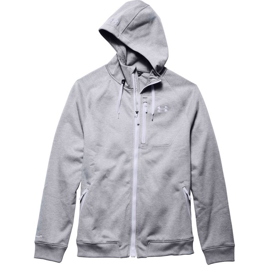 Under Armour Coldgear Infrared Dobson Hooded Softshell Jacket - Men's&nbsp;True Grey Heather/White