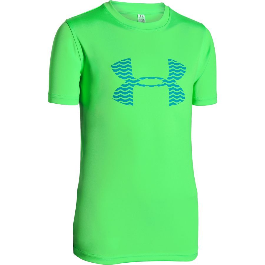 Under Armour Slasher Surf Shirt - Short-Sleeve - Boys'&nbsp;Laser Green/Tahitian Teal