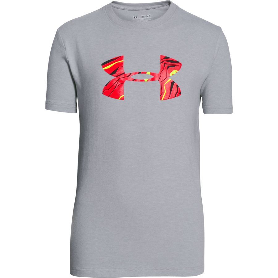 Under Armour ZagZig T-Shirt - Short-Sleeve - Boys'&nbsp;True Gray Heather/Rocket Red