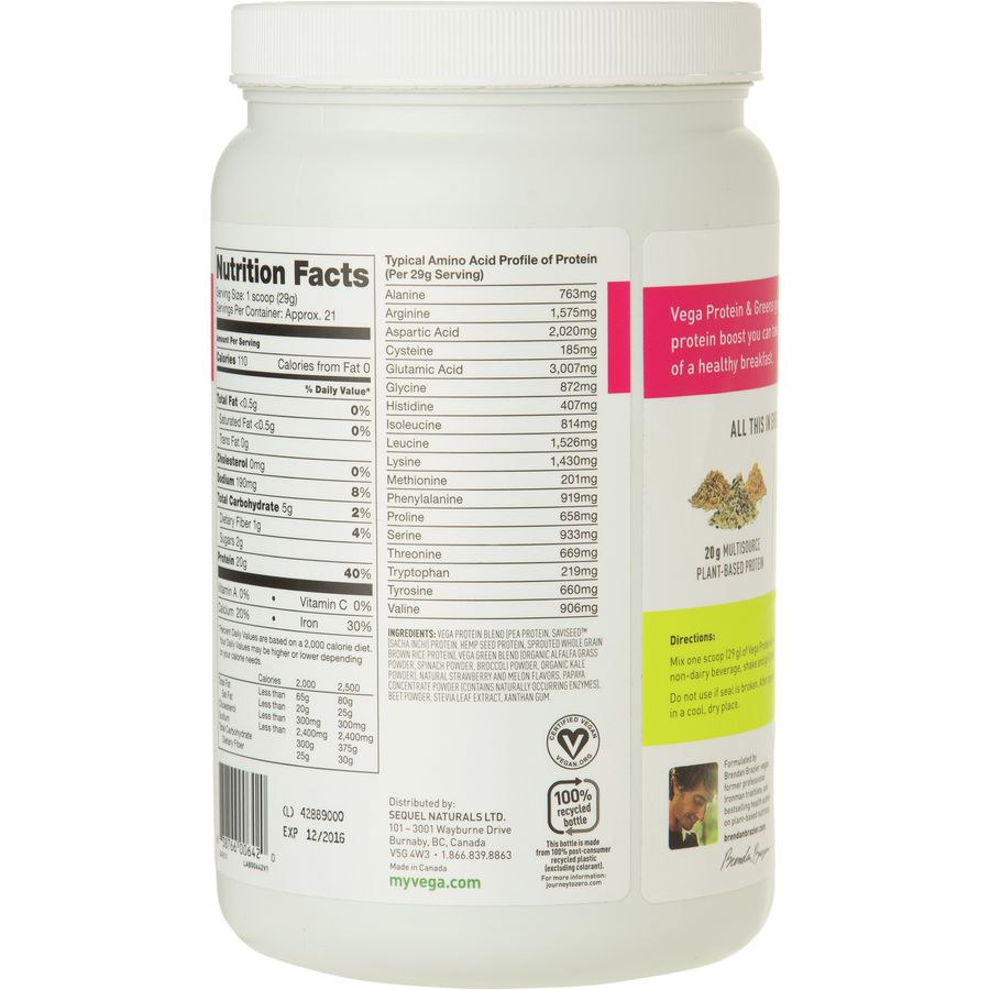 Vega Protein and Greens&nbsp;Nutritional Information