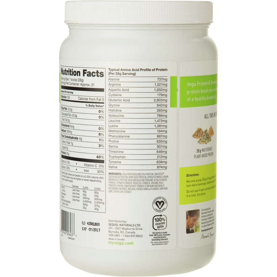 Vega Protein and Greens&nbsp;Nutritional Information