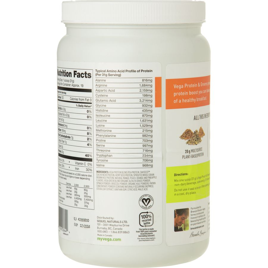 Vega Protein and Greens&nbsp;Nutritional Information