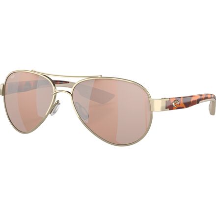 Costa - Loreto 580P Polarized Sunglasses - Rose Gold Frame/Tortoise Temples Frame/Copper Silver Mirror