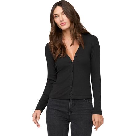 Ribbed Pima Fitted Button Down Top - Women's