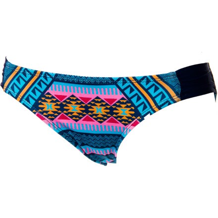 Hurley - Mayan Stripe Aussie Tab Side Bikini Bottom - Women's