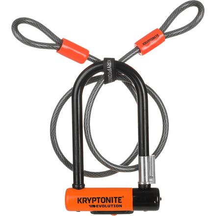 Kryptonite - Evolution Mini-7 U-Lock Double Deadbolt + 120cm Cable - Black/Orange