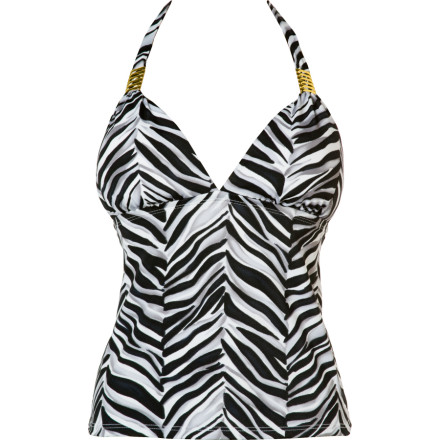 Leilani Liquid Jungle Apron Halterkini Top Womens