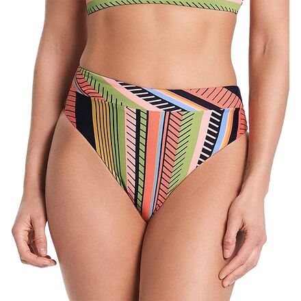 Maaji - Roman Stripe Suzy Q High Rise Bikini Bottom - Women's - Multicolor