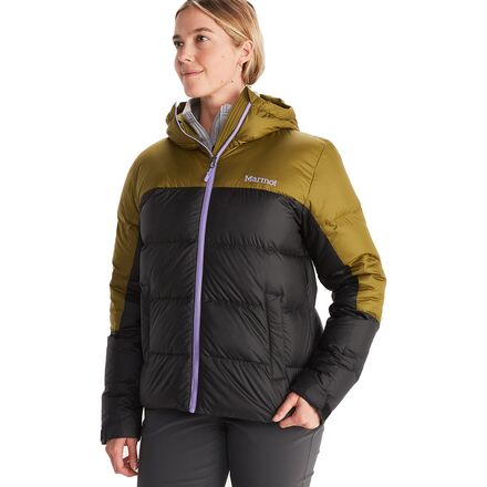 Marmot - Guides Down Hooded Jacket - Women's - Black/Military Green