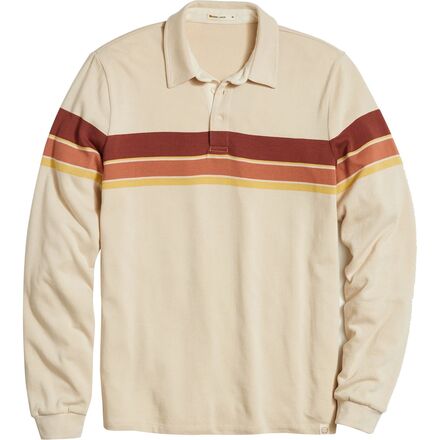 Marine Layer - Long-Sleeve Rugby Polo - Men's - Tan/Sunset Stripe