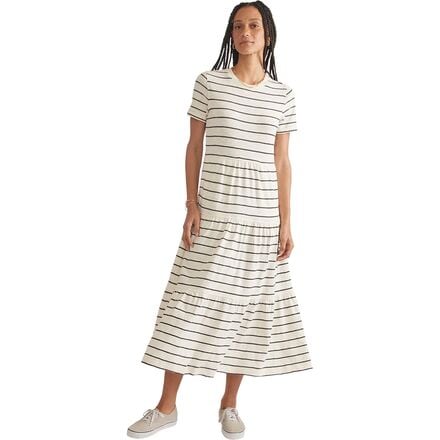 Marine Layer - Slub Midi Tier Stripe Dress - Women's - Antique White