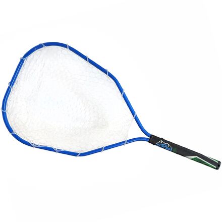 O'Pros - Driftless Dry 9in Handle Fly Net - Fish Camo Handle/Blue Net Frame/Clear Rubber Bag