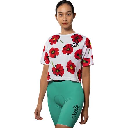 Ostroy - Red Poppies Crop Shirt - Women's
