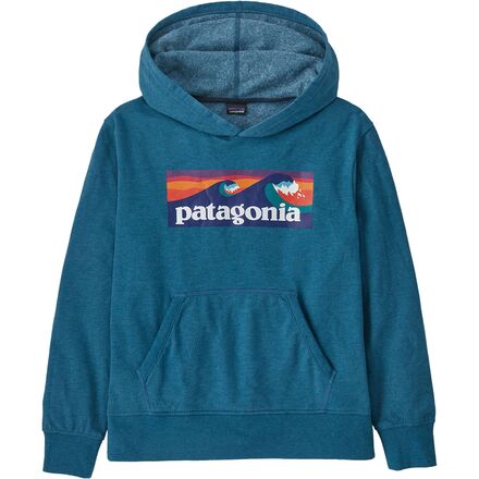 Patagonia - Lightweight Graphic Hoodie Sweatshirt - Boys' - Boardshort Logo: Wavy Blue