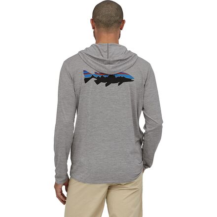 Patagonia - Cap Cool Daily Graphic Relaxed Hoody Shirt - Men's - Fitz Roy Trout/Trout: Salt Grey X-Dye