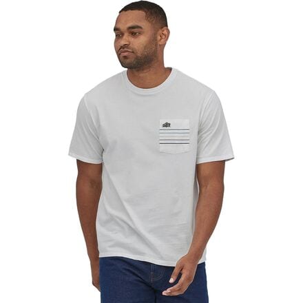Patagonia - Line Logo Ridge Stripe Organic Pocket T-Shirt - Men's - White