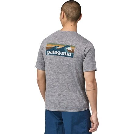 Patagonia - Cap Cool Daily Graphic Shirt - Waters - Men's - Boardshort Logo Abalone Blue: Feather Grey