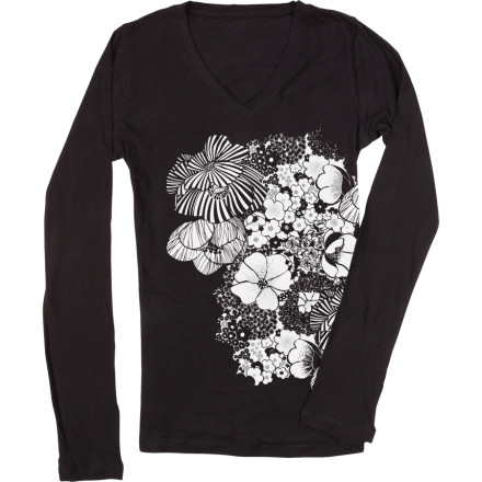 686 Bouquet V Neck T Shirt Long Sleeve Womens