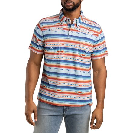 Sendero Provisions Co. - Cantina Terry Polo Shirt - Men's - Blue/Red Southwest