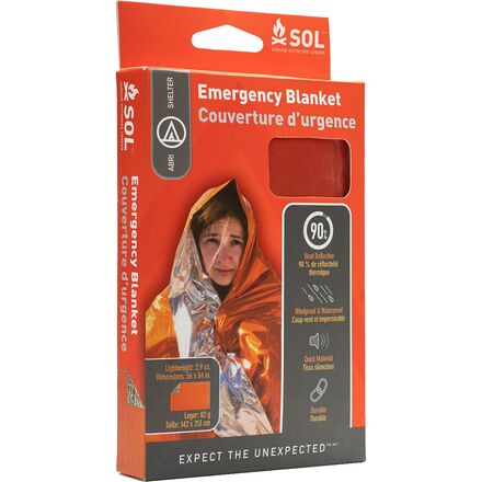 S.O.L Survive Outdoors Longer - Emergency Blanket - Orange/Silver