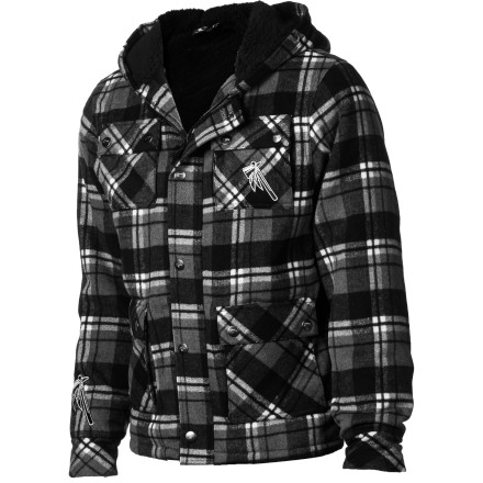 Tomahawk - Grey Wolf Sherpa Full-Zip Flannel Hoodie - Men's