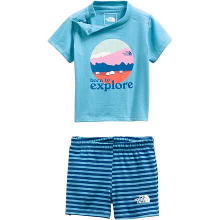 The North Face - Cotton Summer Set - Infants' - Niagara Blue Mini Stripe Print